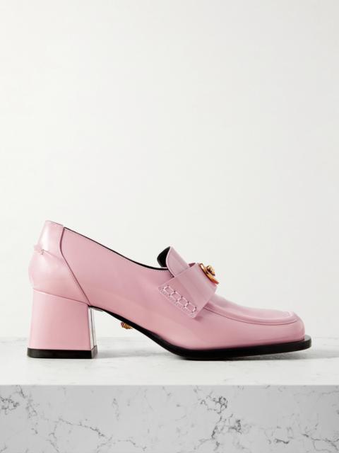 VERSACE Alia Embellished Patent-leather Loafers