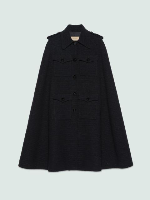 GUCCI Tweed wool cape with pockets