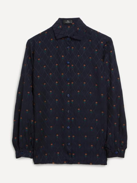 Etro Silk Jacquard Geometric Floral Shirt