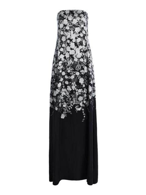 ADAM LIPPES Marias Printed Silk Charmeuse Dress black/white