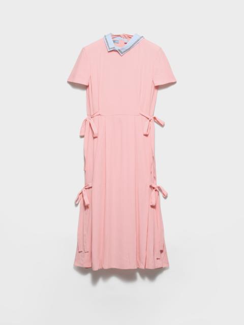 Embroidered marocain crepe dress