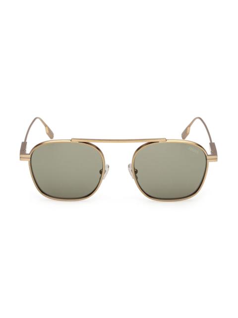 ZEGNA Men's 53MM Round Sunglasses - Pale Gold Smoke