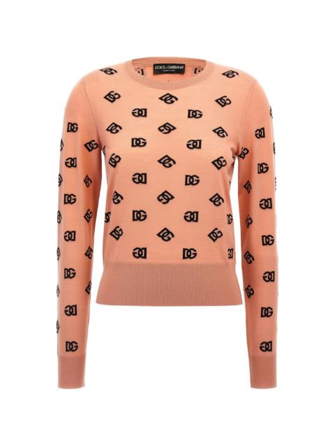 wool-silk logo jumper