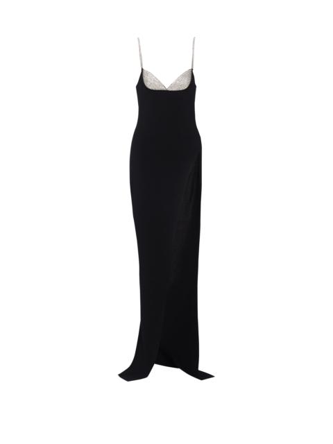 Balmain Long embroidered knit dress with leg slit