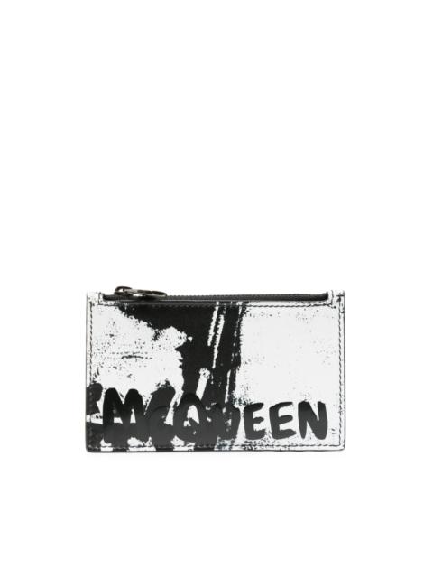 logo-print leather cardholder