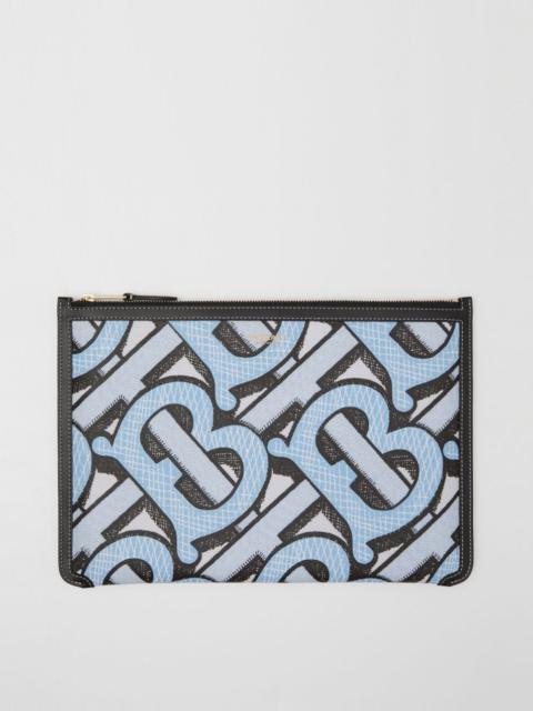 Burberry Monogram Print E-canvas and Leather Pouch