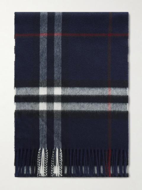 Burberry Fringed Checked Cashmere Scarf