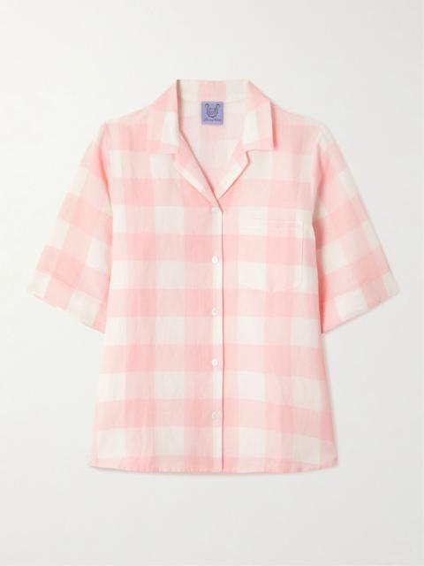 Thierry Colson Zouk checked linen and cotton-blend shirt Pink