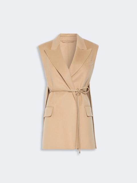 Sportmax RAPIDO Sleeveless blazer in pure wool double fabric - CAMEL