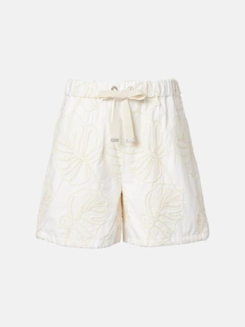 Moncler Embroidered cotton shorts