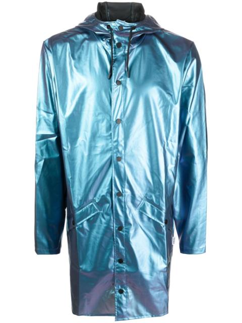 RAINS metallic-finish hooded jacket