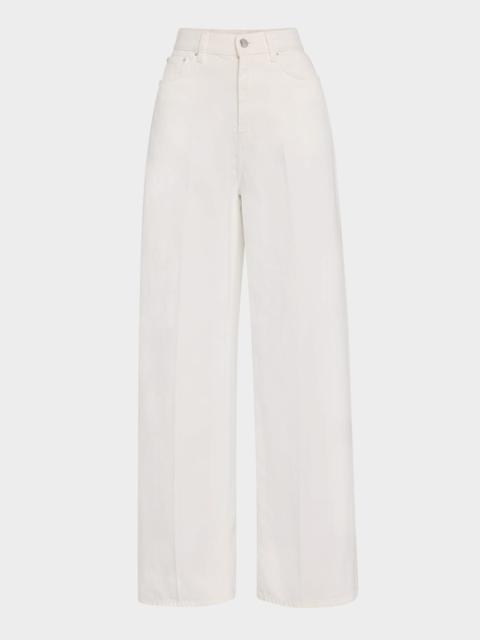 TOTEME High-Rise Straight-Leg Press-Creased Denim Jeans