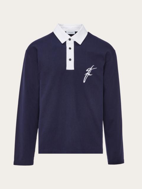 FERRAGAMO Long sleeved polo with contrasting collar