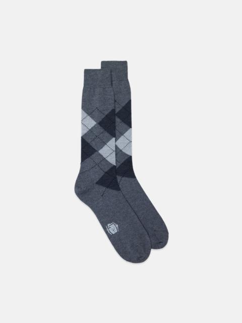J. PRESS MADE-IN-ENGLAND GREY ARGYLE WOOL SOCKS