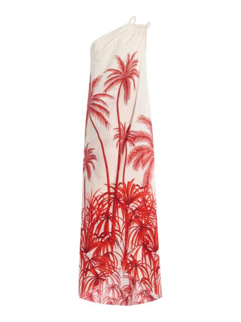 ANDRES OTALORA Exclusive Sin Disimulo Draped Crepe One-Shoulder Maxi Dress red