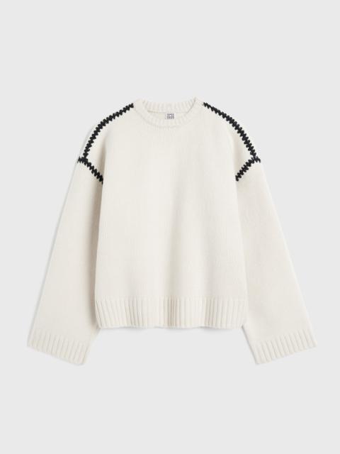 Embroidered wool cashmere knit snow