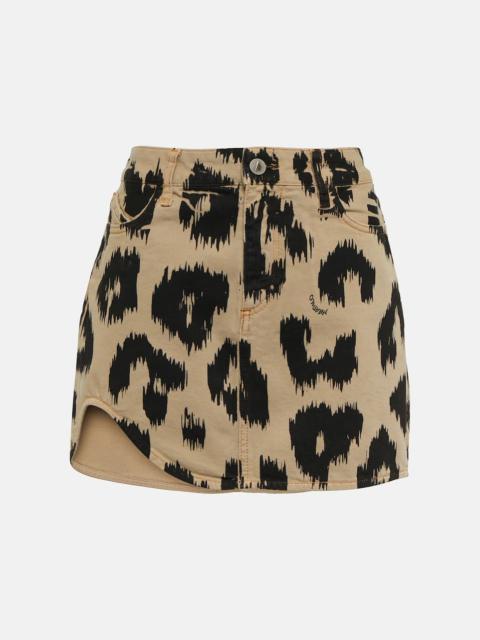 THE ATTICO Leopard-print denim miniskirt