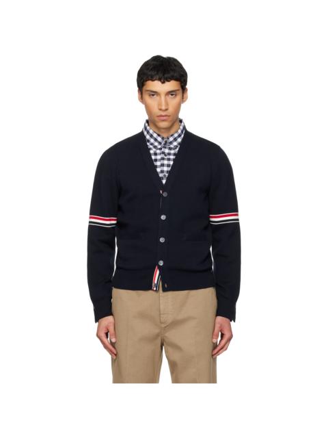 Thom Browne Navy Cotton Milano Stitch V-Neck Cardigan