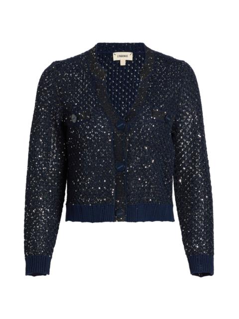 L'AGENCE Women's Blanca Knit Sequined Cardigan - Midnight Silver Sequin Multi