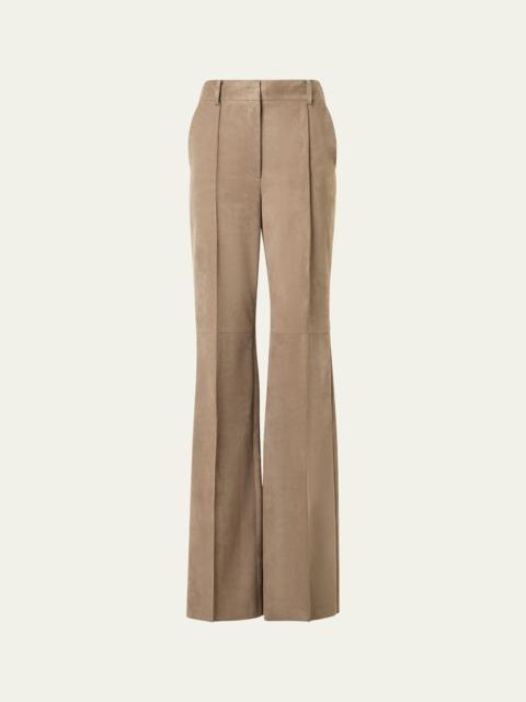 AKRIS Pintuck Suede Wide-Leg Trousers