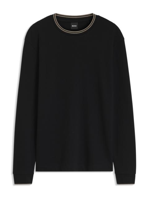 BOSS LONG-SLEEVE T-SHIRT IN WAFFLE-TEXTURED STRETCH COTTON