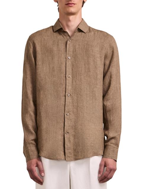 FRESCOBOL CARIOCA Men's Antonio Linen Button-Front Shirt - Khaki