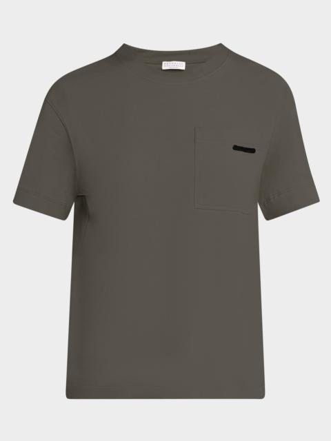 Brunello Cucinelli Crewneck T-Shirt with Monili Pocket