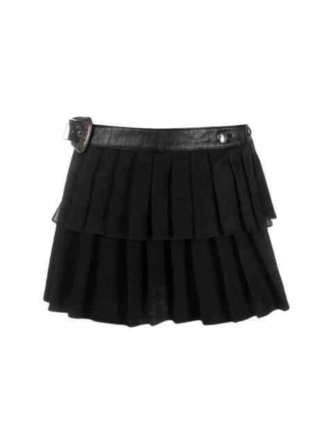 knife-pleat belted miniskirt