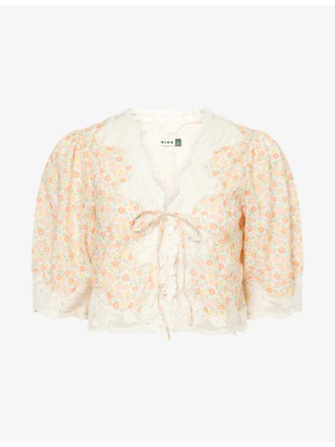 RIXO Ursula Katie Floral Cropped Cotton Top