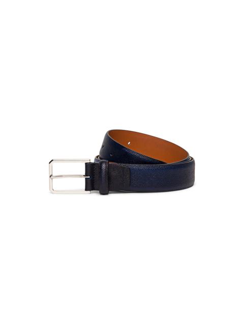 Santoni Adjustable blue Saffiano leather belt
