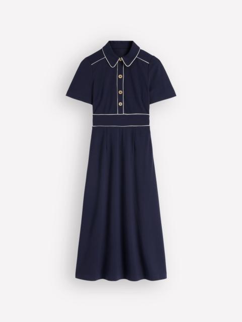 BODEN Etta Piping Trim Ponte Dress-Navy