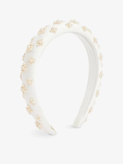 Jennifer Behr Margot pearl-embellished silk headband