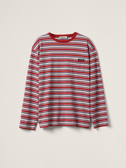 Miu Miu Long-sleeved cotton jersey T-shirt