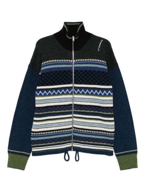 Marni striped zip-up cardigan