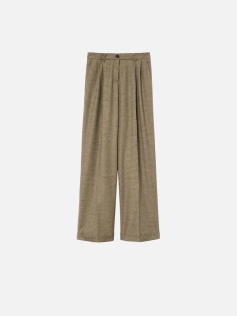 PINKO WIDE-LEG CHECK FLANNEL TROUSERS