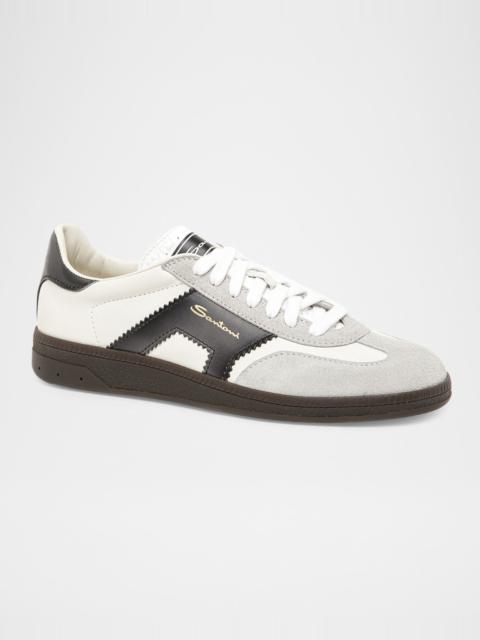 Santoni DBS Oly Mixed Leather Low-Top Sneakers