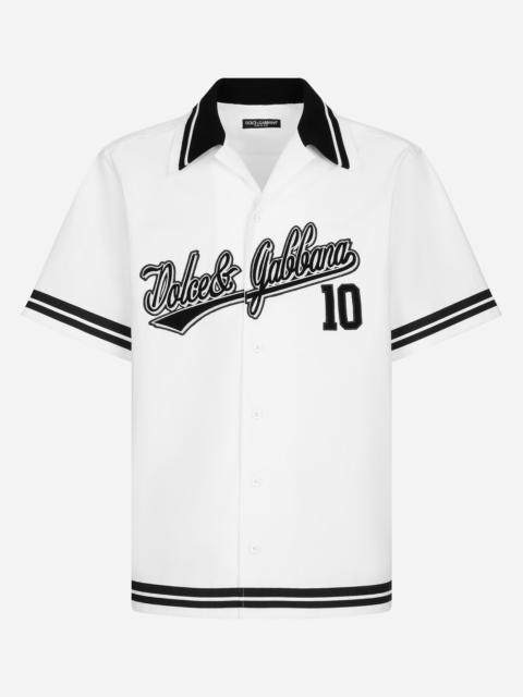 Cotton Hawaiian shirt with Dolce&Gabbana logo