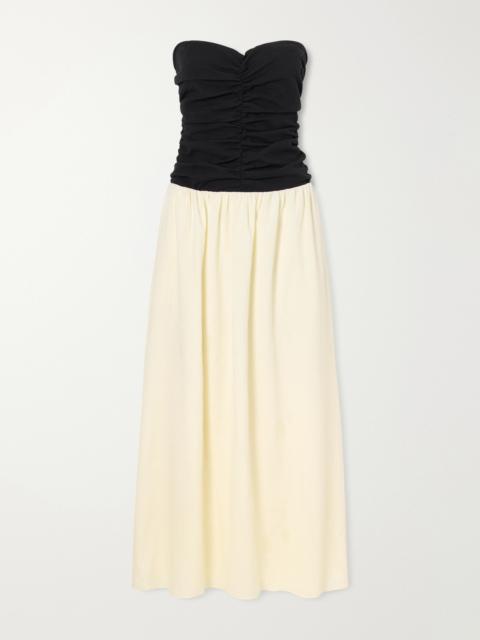 FAITHFULL Sant Roc Gathered-detail Cotton-blend Cloqué Midi Dress
