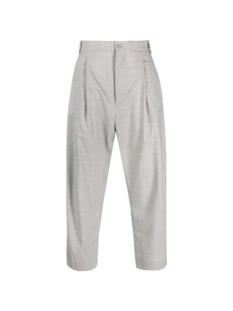pleated cropped wool-blend trousers