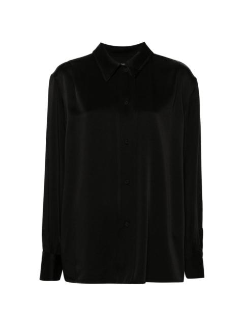 pointed-collar satin shirt