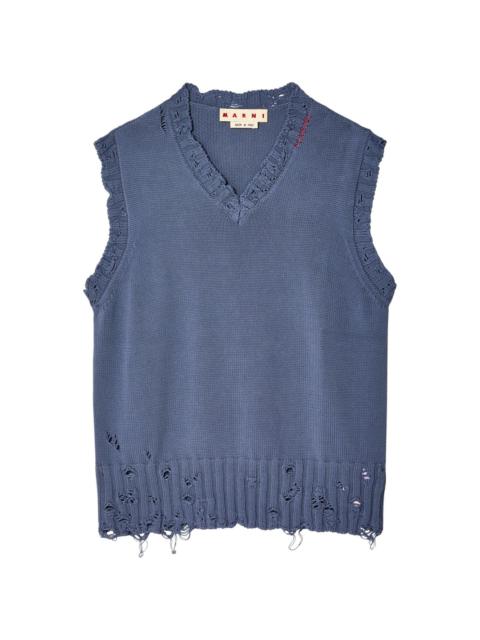 Marni distressed V-neck knit vest