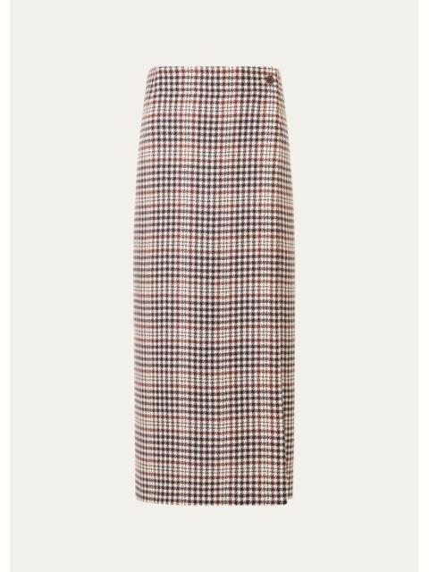 AKRIS Houndstooth Check Midi Wrap Skirt