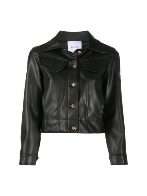 cropped leather-look jacket