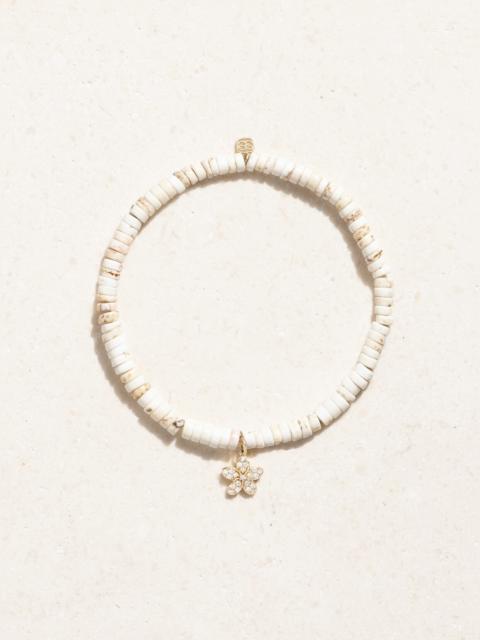 SYDNEY EVAN Small Plumeria 14-karat Gold, Turquoise And Diamond Bracelet