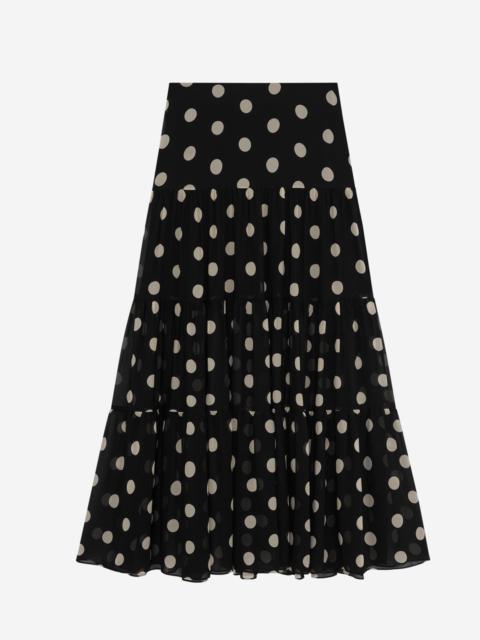 The Kooples BLACK POLKA DOT PRINT LONG SKIRT