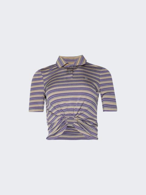 rabanne Embellished Striped Polo Shirt Violet