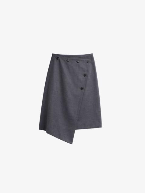 The Frankie Shop Lowell Asymmetric Midi Skirt - Grey Melange