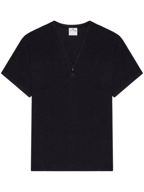 courrèges 90's V-neck ribbed T-shirt