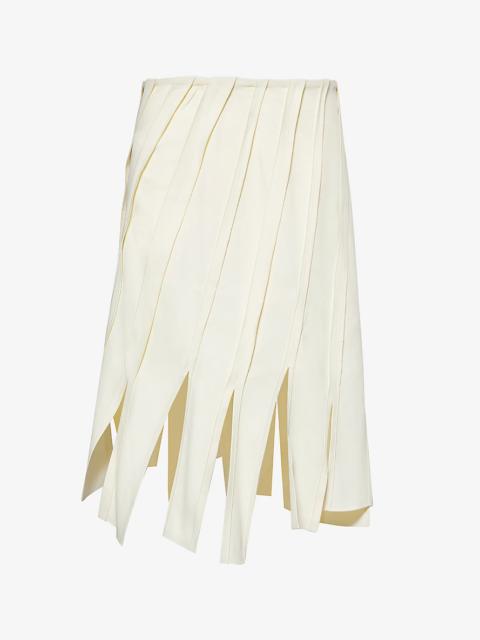 Diagonal-design mid-rise stretch-woven midi skirt