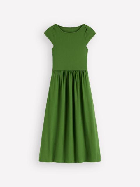 BODEN Boat Neck Mix Dress-Promenade Green